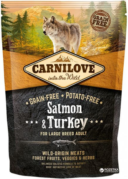 Сухой корм Adult Large Breed Salmon & Turkey 1.5 kg (для взрослых собак крупных пород) Carnilove (293408304)