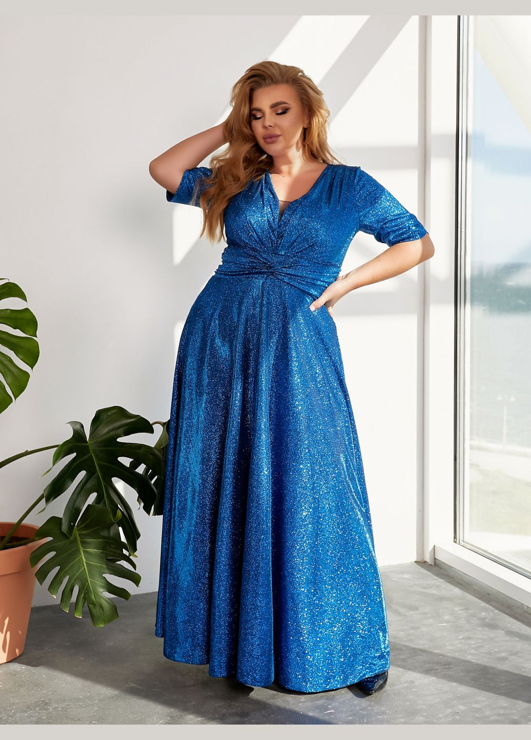 Синя святковий, коктейльна, карнавальний, кежуал, вечірня вечірня сукня максі з глітером дзвін, а-силует No Brand однотонна