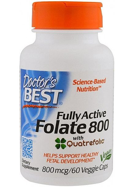 Полностью активированный фолат, 800 мкг Fully Active Folate with QuatreFolic 60шт (877329-41367133) Doctor's Best (368666488)