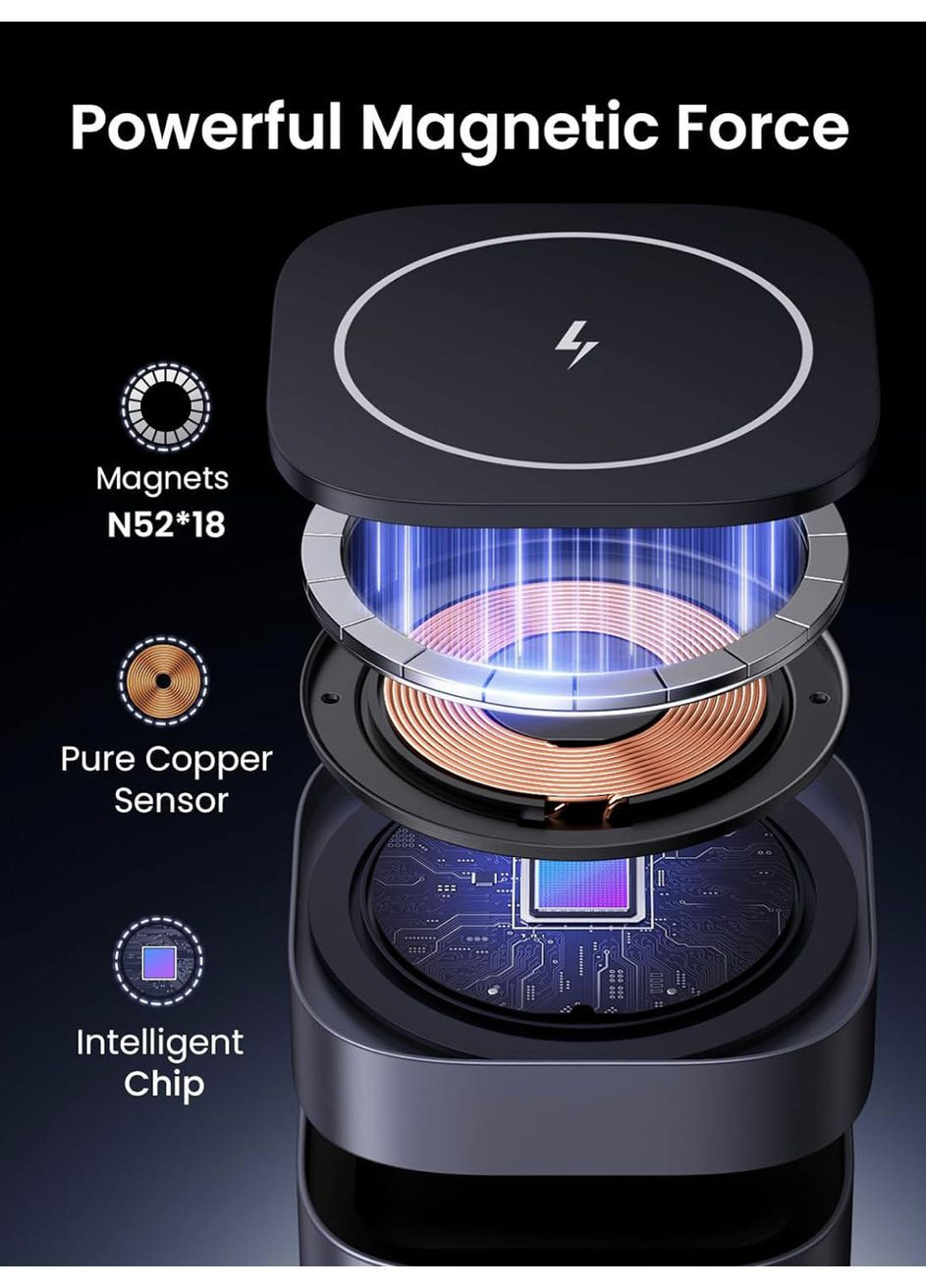 Бездротовий магнітний зарядний пристрій W526 MagSafe Qi 20 Вт для декількох пристроїв портативний супермагнетизм Ugreen (365860090)