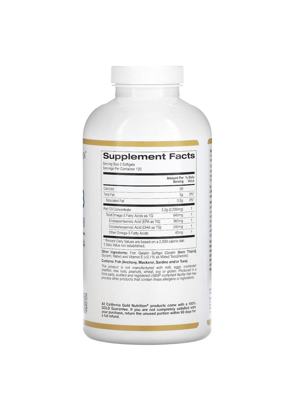 Жирні кислоти Omega 3 Premium Fish Oil, 240 рибних капсул California Gold Nutrition (293337909)