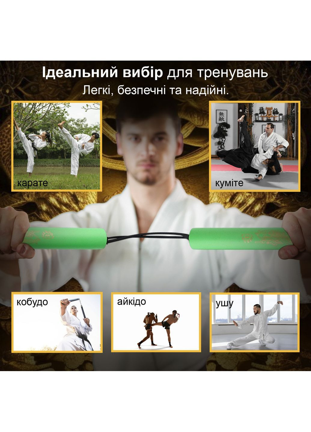 Нунчаки нунчаку тренировочные для начинающих GDragon со шнуром неопреновым покрытием из пластика Чёрные 3_4_0_6 No Brand (362954840)