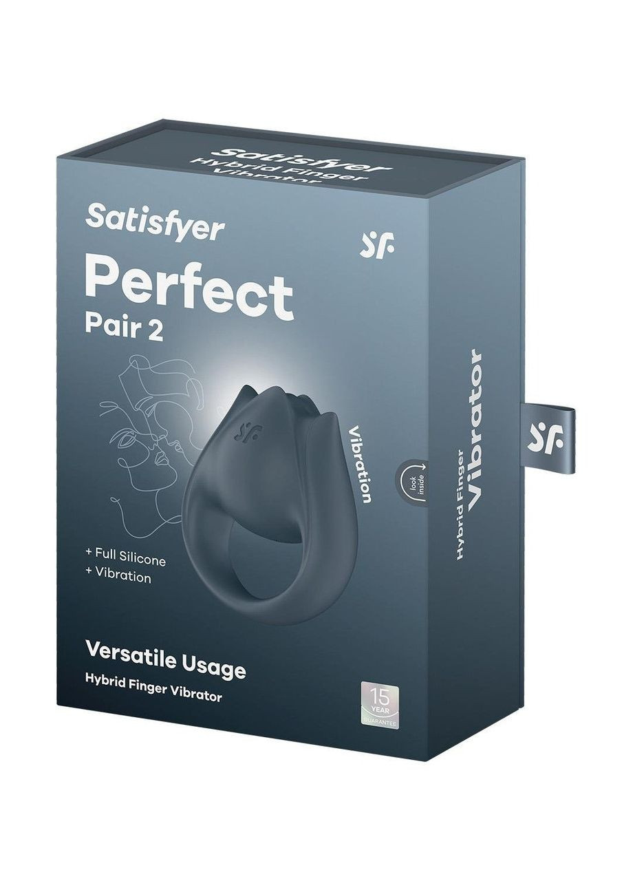 Вибратор для пар Perfect Pair 2 с кольцом для пальцем, серый Satisfyer (339863906)