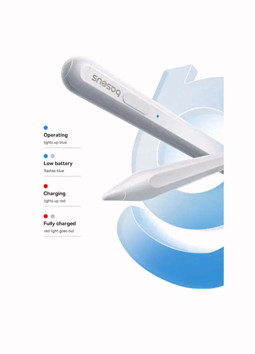 Стилус для iPad Writing 2 Series Bluetooth Active Wireless Version с LED индикатором 12 часов Baseus (341325124)