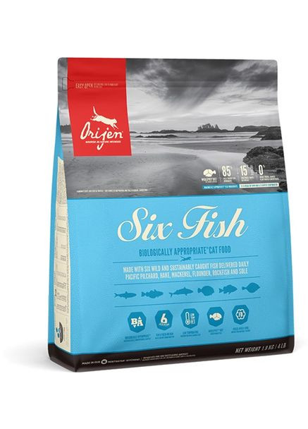 Сухий корм для кішок всіх порід 6 Fish Cat & Kitten з рибою 1.8 кг (o28118) Orijen (293276936)