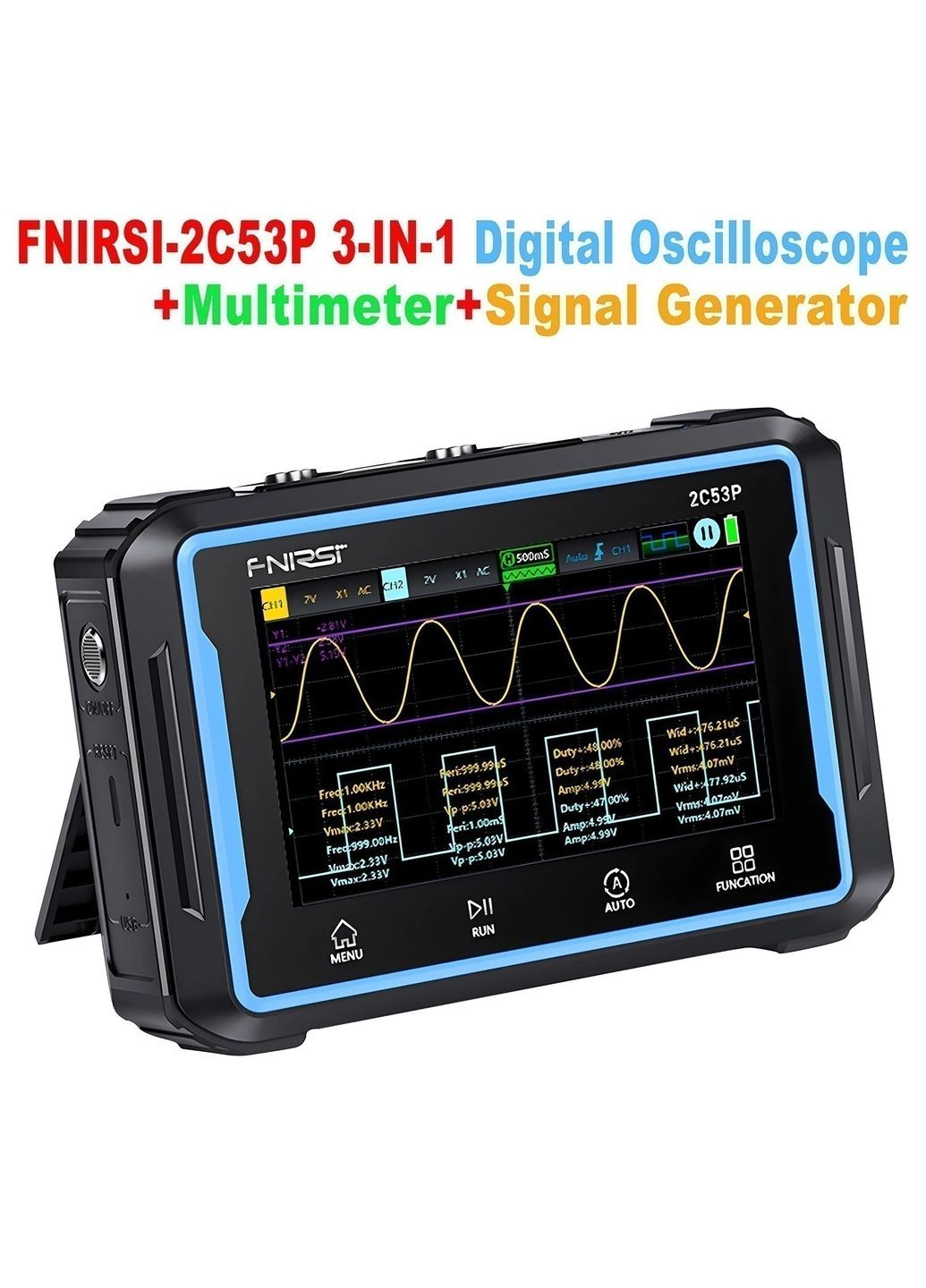Планшетний цифровий 3 в 1 осцилограф-мультиметр 2C53P з генератором сигналів Fnirsi (319761945)