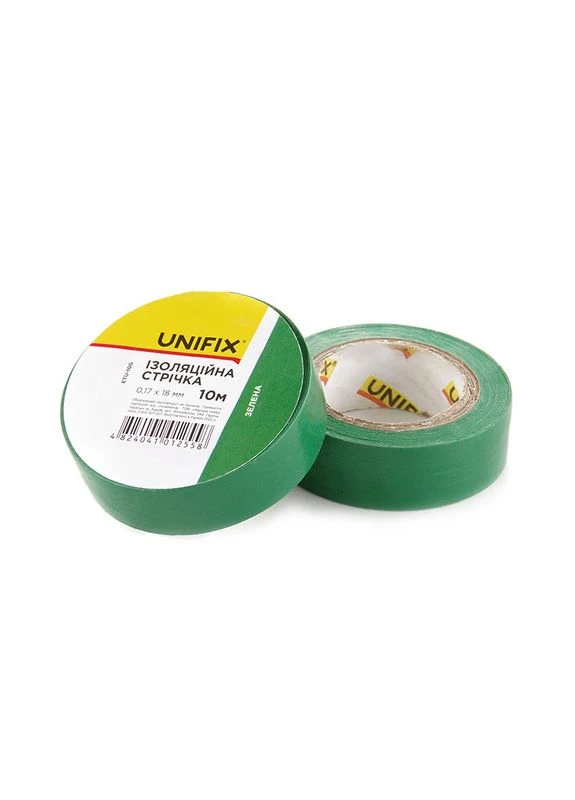 Изоляционная лента зелёная ПВХ 0.17×18 мм 20 м (упаковка, кратно 10 шт) Unifix (393153204)