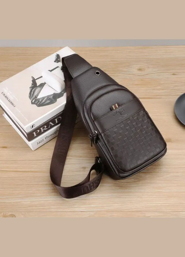 Чоловіча нагрудна сумка Коричневий (1015ДКк) No Brand бананка (341085573)