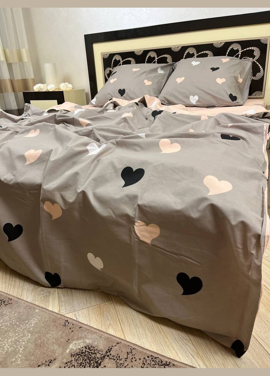 Постельное белье хлопковое Романтика Двуспальное 180 x 220 Бязь Серое 50 х 70 No Brand (332796569)