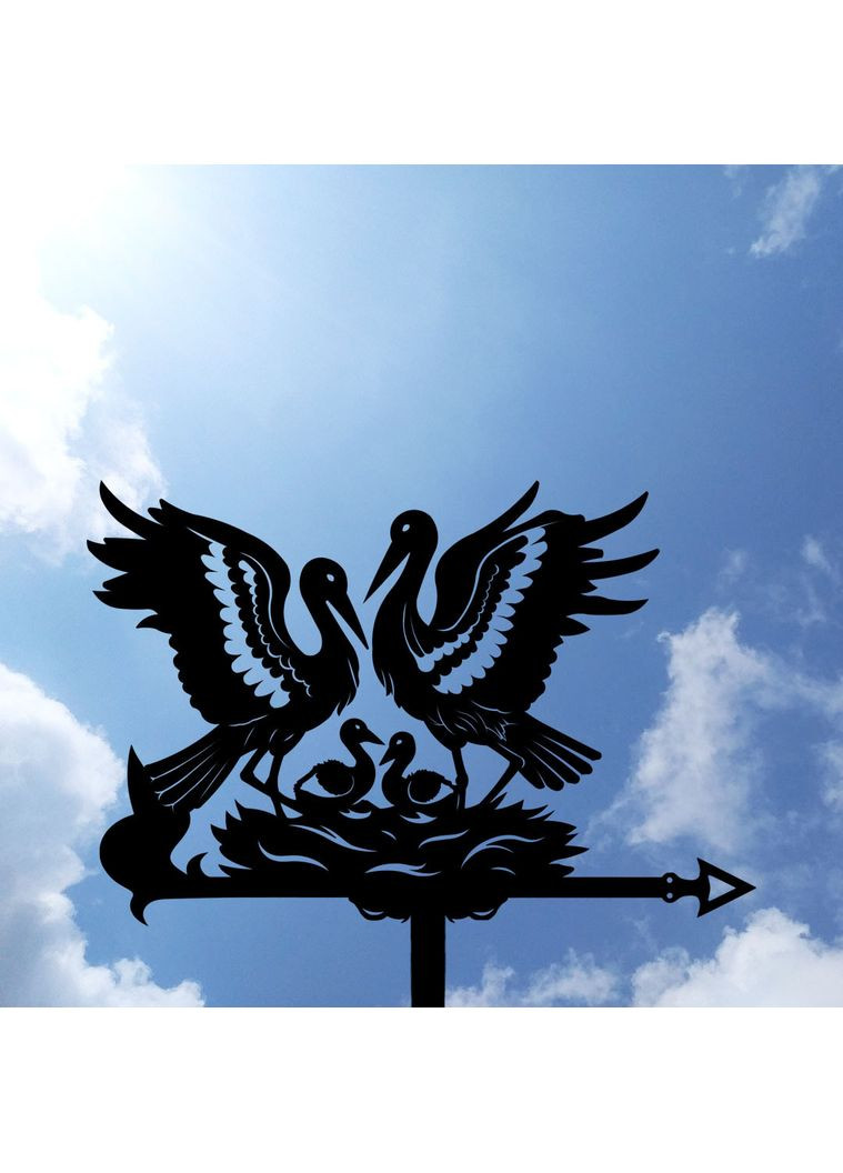 Флюгер на дом Аисты №3, флюгер на крышу из металла 2 мм. No Brand (368896659)