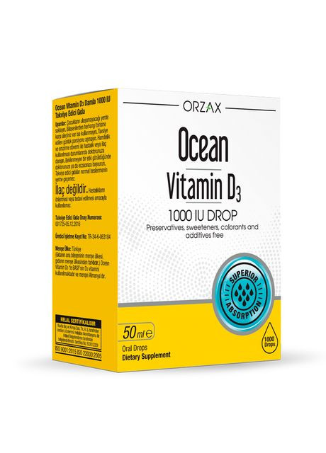 Рідка форма Вітаміну D3 Ocean Vitamin D3 1000 IU краплі 50 мл Orzax (337177230)