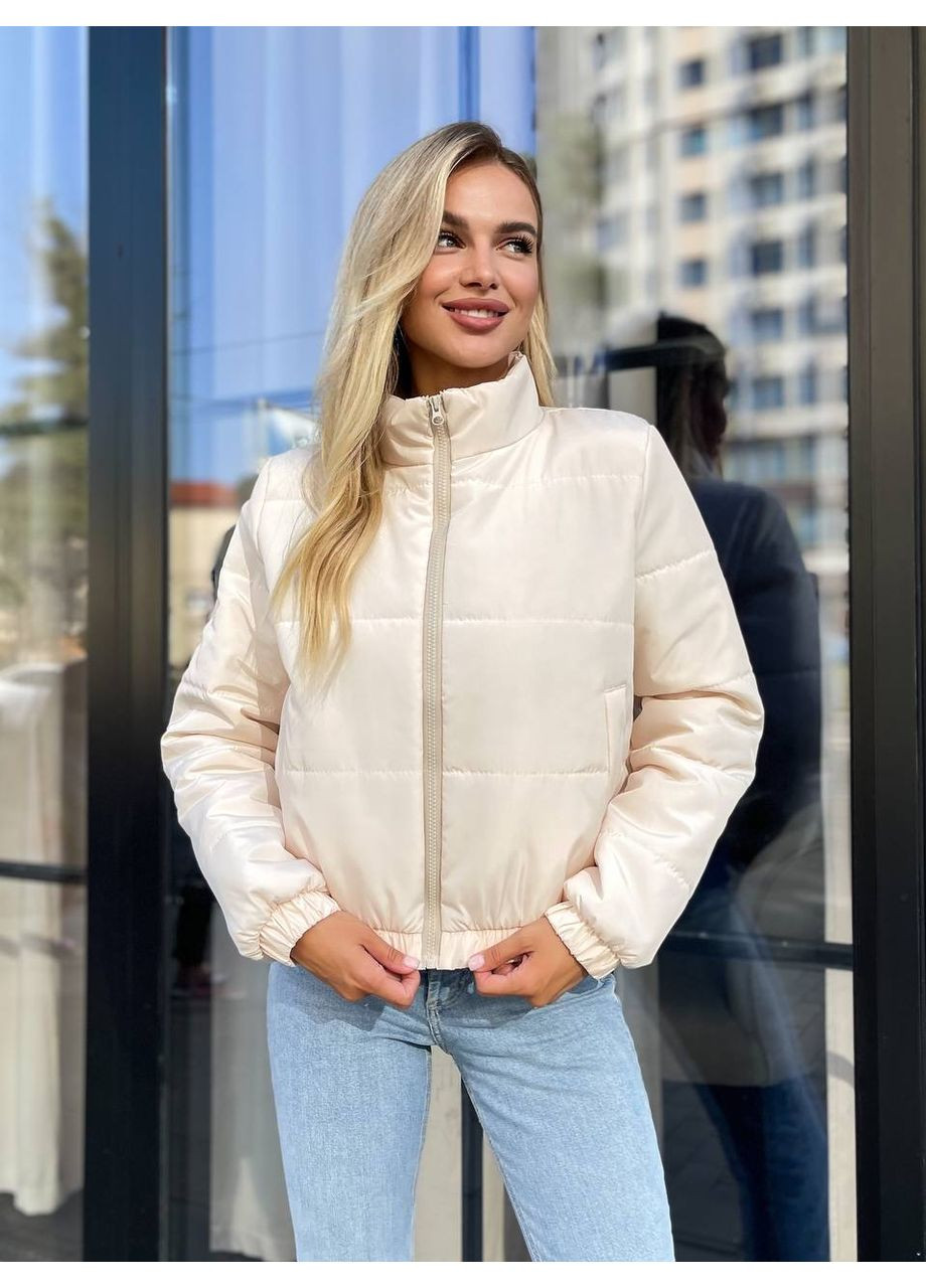 Бежева демісезонна жіноча укорочена куртка демісезон MonCher