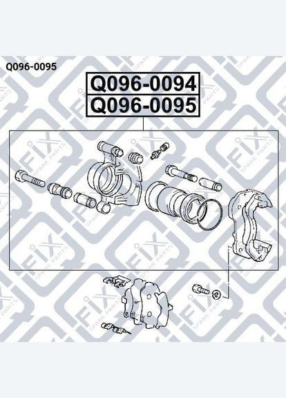 Суппорт тормозной передний правый Q096-0095 Л200 PAJERO Паджеро Спорт PAJERO WAGON, Q-FIX (345738446)