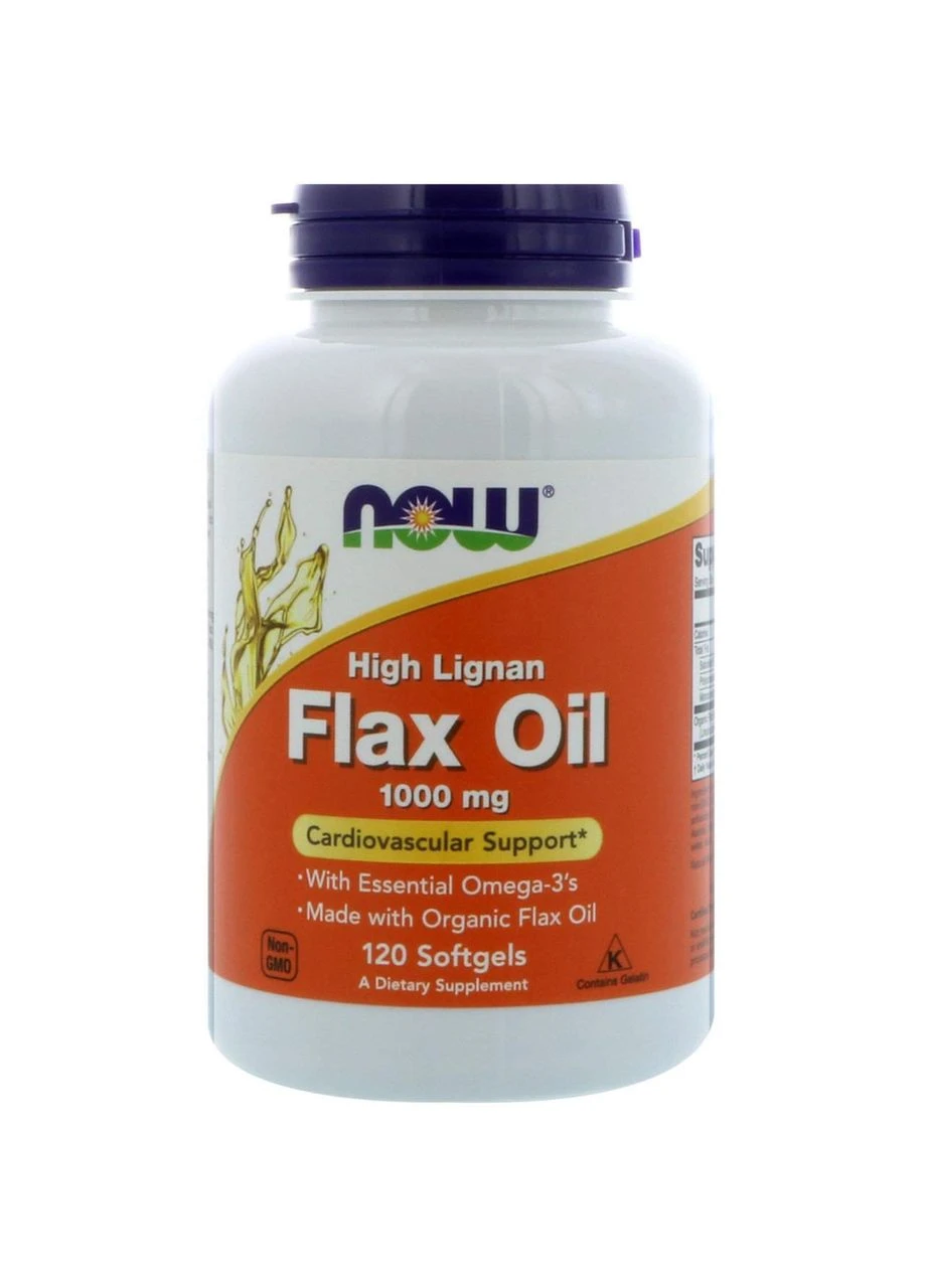 Лляне олія, Flax Oil,, з високим вмістом лігнанів, 1000 мг, 120 гелевих капсул Now Foods (362373082)