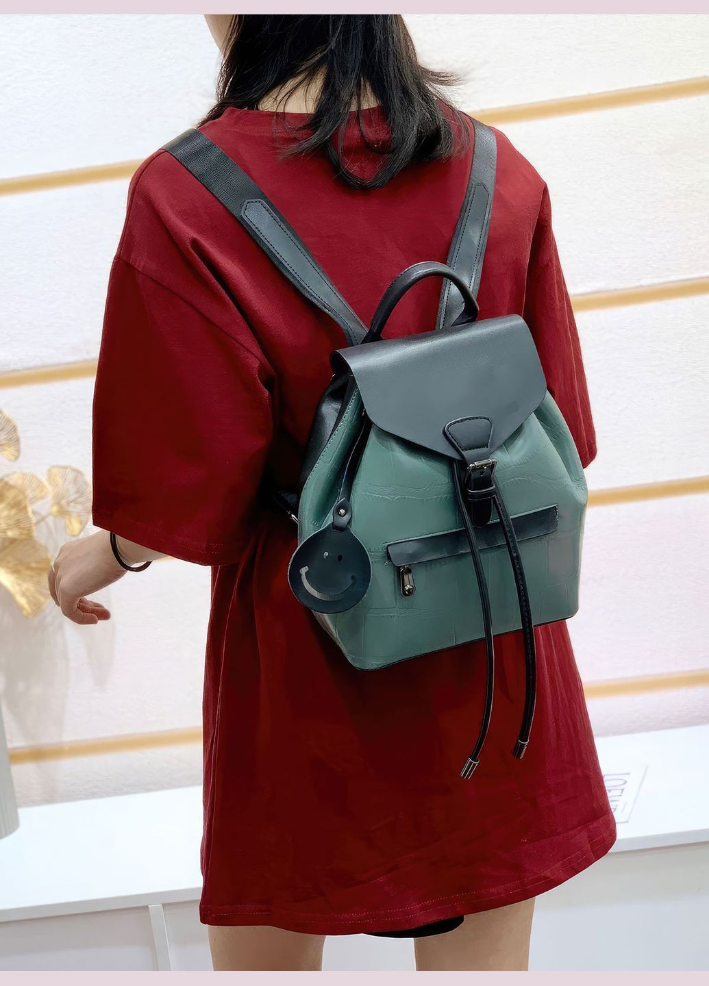 Женский кожаный рюкзак сумка / модный городской рюкзак из натуральной кожи 9420 Зеленый 72134 OnePro (293154158)
