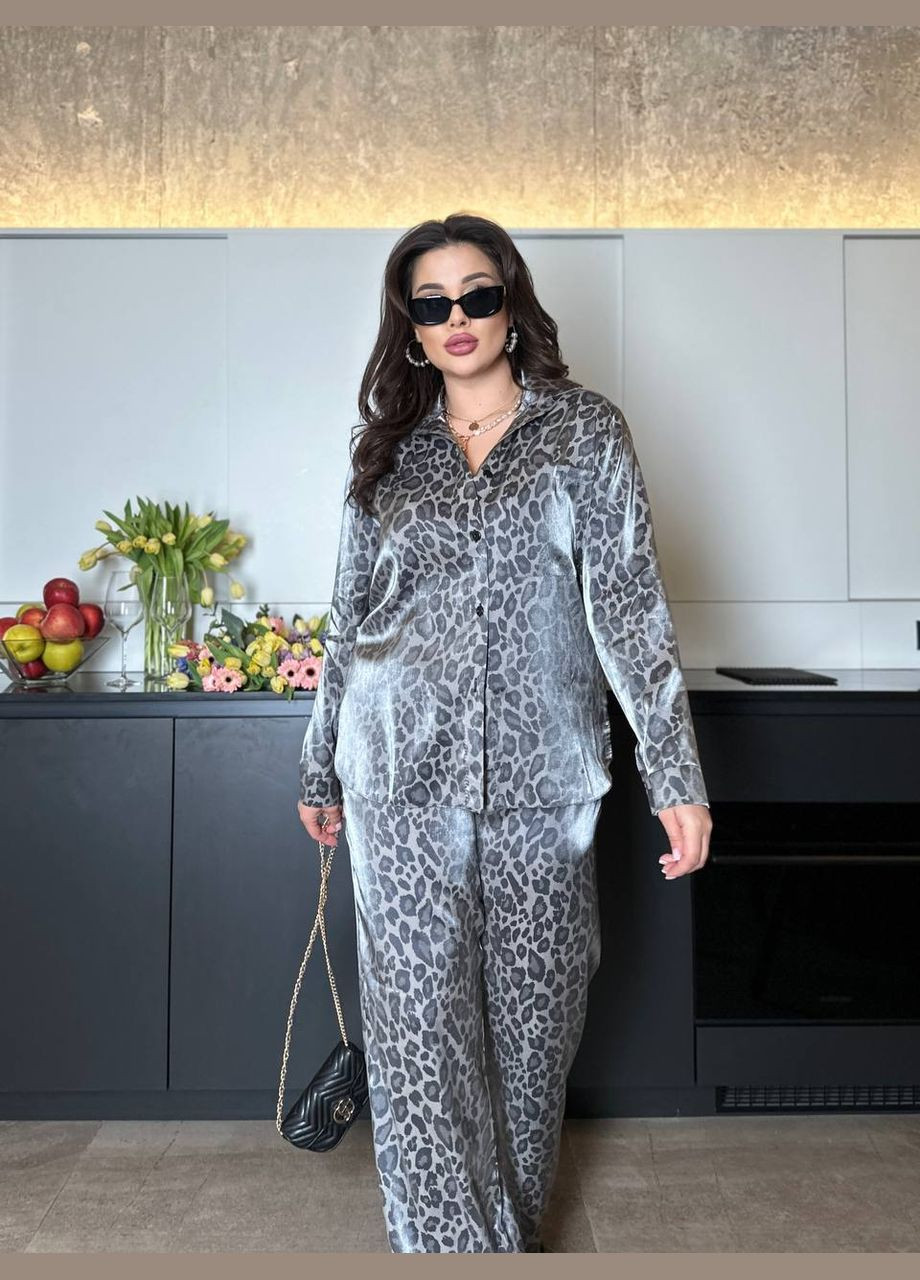 Женский костюм рубашка и брюки цвет серый р.58/60 451960 New Trend (285712042)
