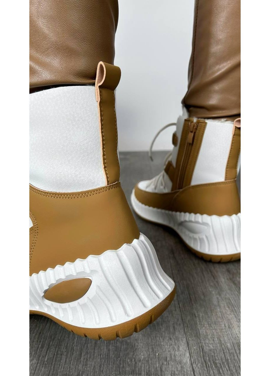 Черевики жіночі зимові білі з коричневим No Brand Черевики зимові жіночі (368556866)