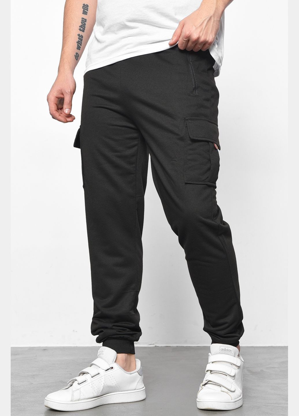 Спортивні штани чоловічі чорного кольору Let's Shop (293055795)