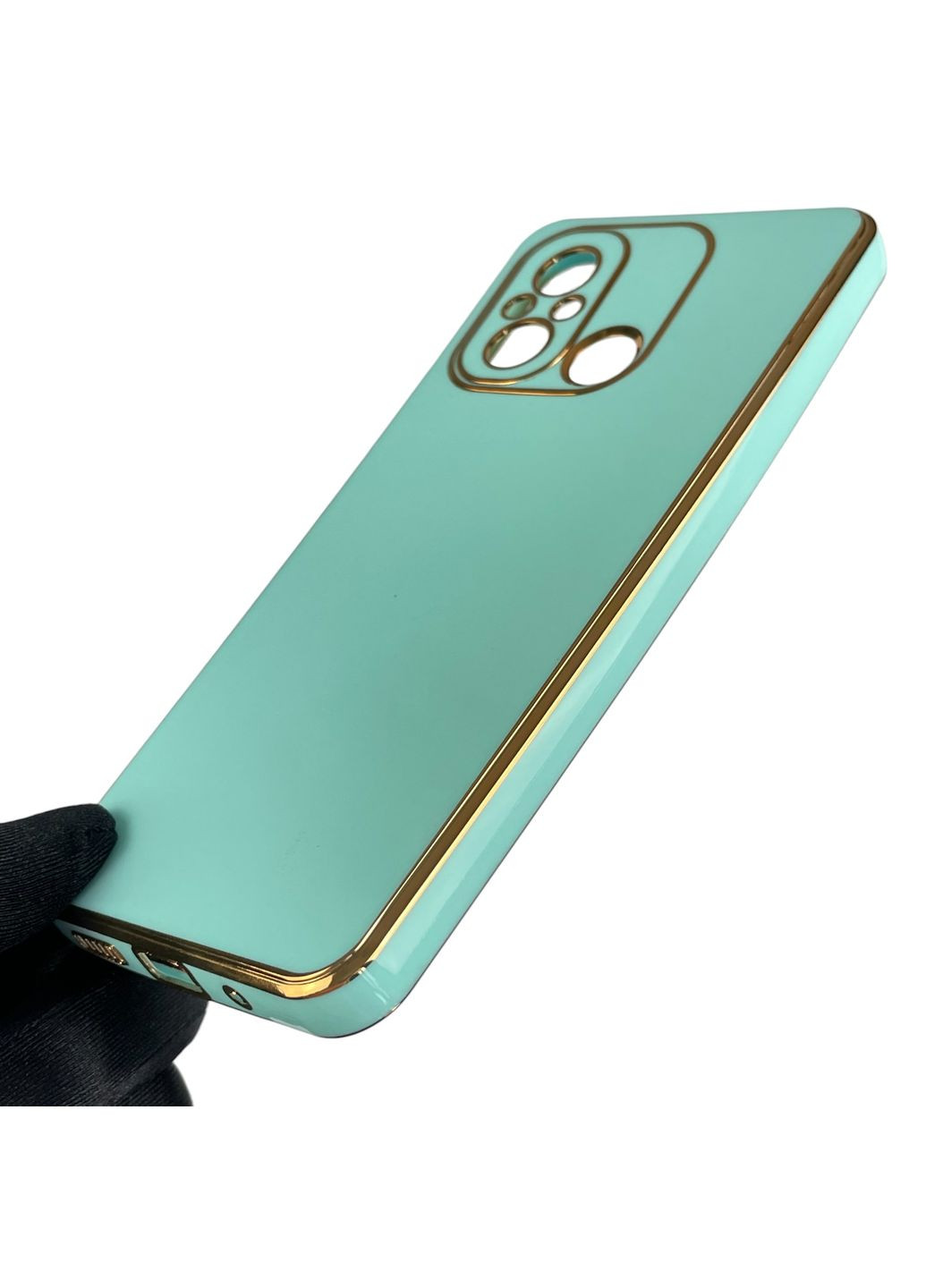 Чохол для Redmi 12C глянсовий із золотою окантовкою із захистом камери на сяомі редмі 12с бірюзовий Xiaomi (366019528)
