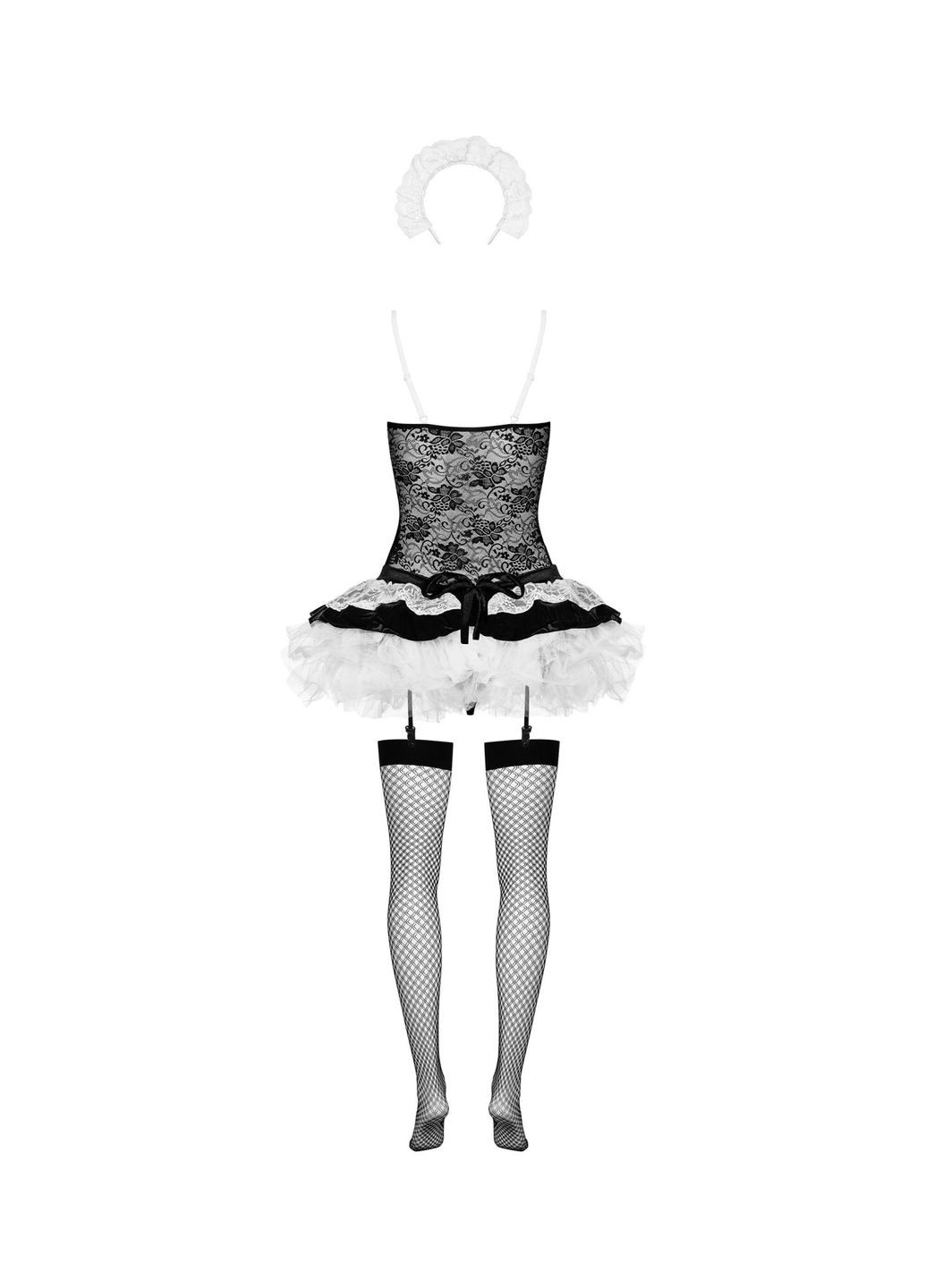 Эротический костюм горничной с юбкой Housemaid 5 pcs costume черно-белый - CherryLove Obsessive (282966032)