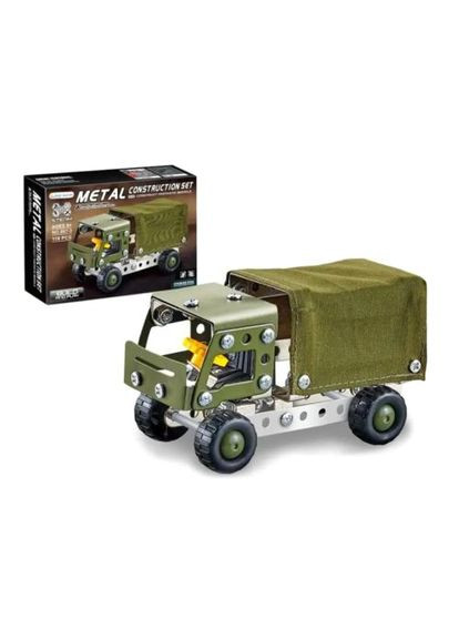 Металлический конструктор Военная техника 116 деталей для детей от 8 лет сборка грузовика головоломка ProDobro (367100040)