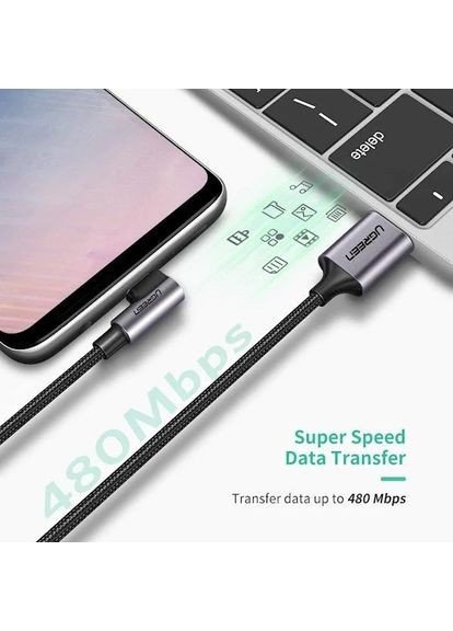 Кабель Right Angle USB-A to USB-C Cable 1m (Space Gray) (UGR-50941) (UGR-50941) Ugreen US284 (372685668)