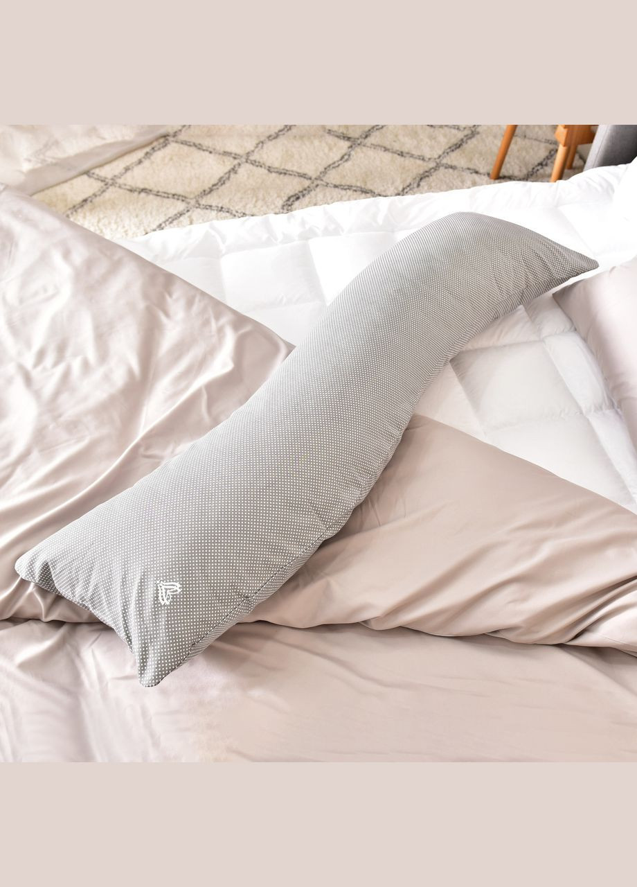 Наволочка для подушки S-Form TM 40х130 см с молнией без хлопка горошек серый IDEIA (289370541)