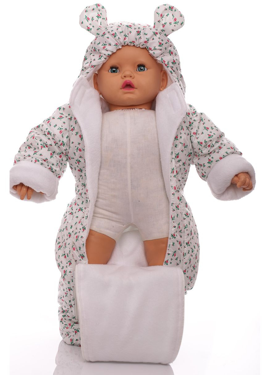 Человечек на флисе для девочки звездочка с принтом розочек белый 80 см (45117) BABYKROHA (297199856)