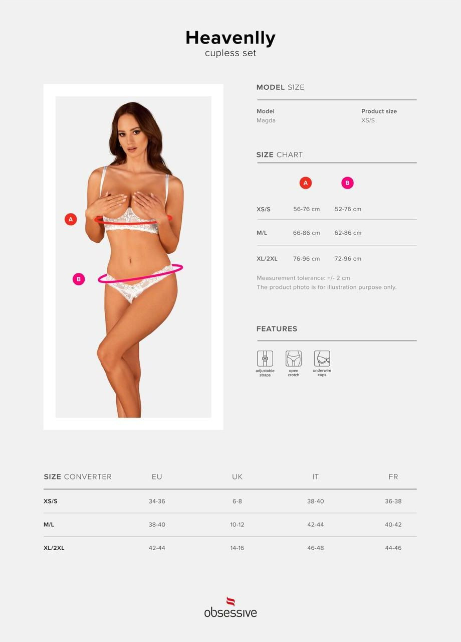 Білий демісезонний heavenlly 2-pcs cupless set xl/2xl Obsessive