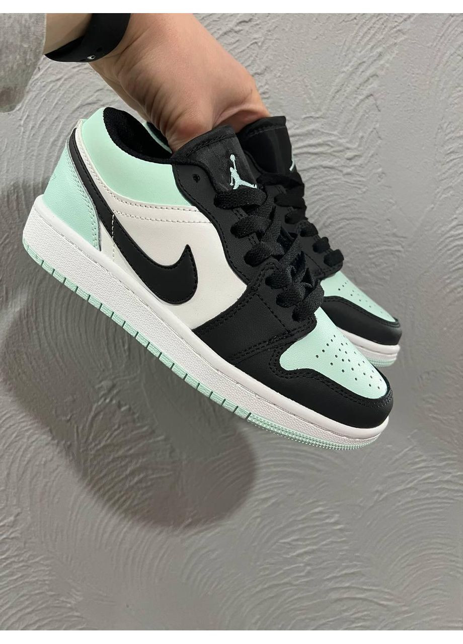 КРОССОВКИ ЖЕНСКИЕ NIKE AIR JORDAN RETRO 1 LOW MINT BLACK WHITE 4 НАЙК АИР ДЖОРДАН No Brand чёрные демисезоны (367177524)