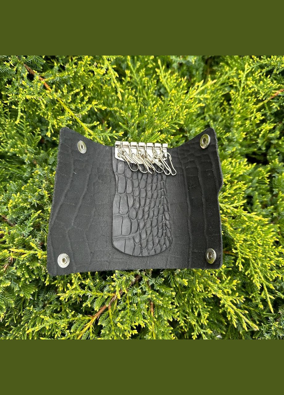 Шкіряна ключниця під рептилію матова чорна No Brand (301873285)