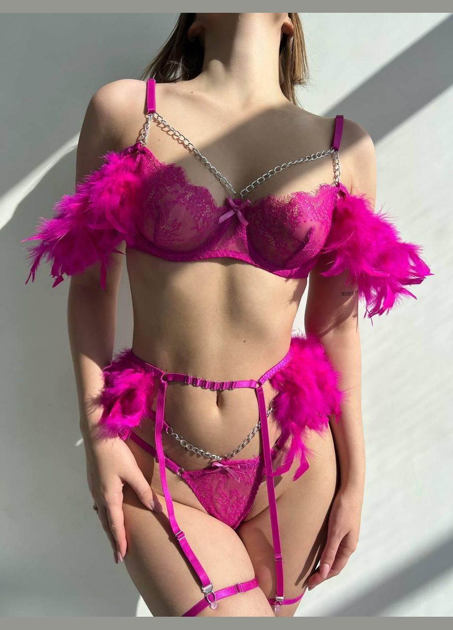 Рожевий демісезонний білизна do2293/3 (пір'я+ланцюжок фуксія) Ghazel