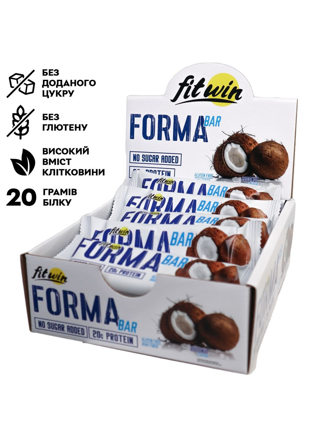 Батончик Forma Bar, 12x60 грам Кокос FitWin (293339706)
