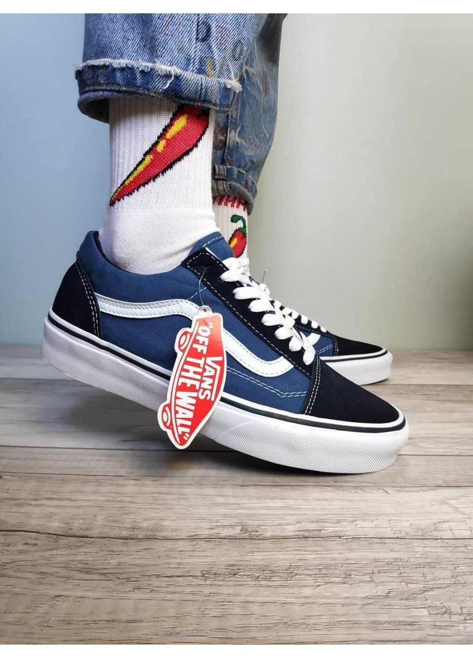 КЕДИ ЖІНОЧІ VANS OLD SKOOL NAVY BLUE WHITE ВАНС ОЛД СКУЛ No Brand білі демісезони (369389660)