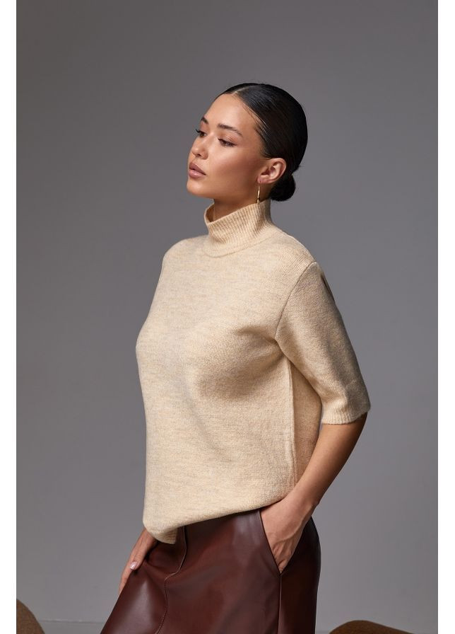 Бежевый джемпер с коротким рукавом 2797 серый Triko Bakh