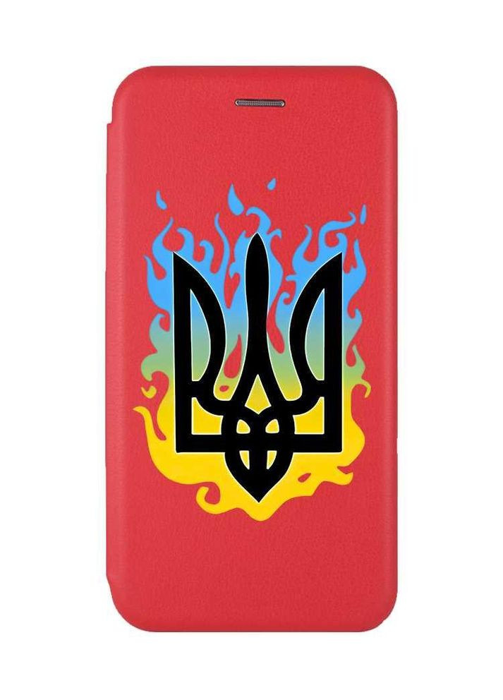 Чохол-книжка червоний з малюнком на Xiaomi Redmi Note 14 4G Тризуб Полум'я (принт 257) Creative (364688118)