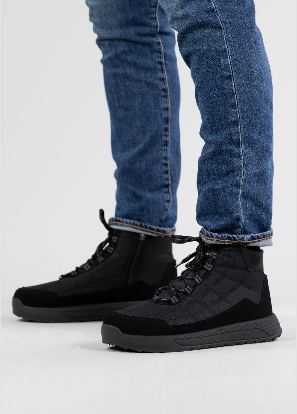 Дутики чоловічі зимові з хутром чорні (3804) Progress (305395308)