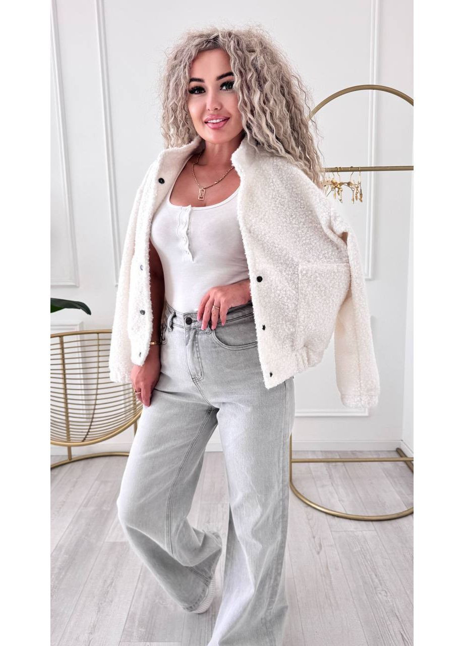 Бомбер курточка теплий кашемір букле на кнопках з кишенями Україна (366957577)