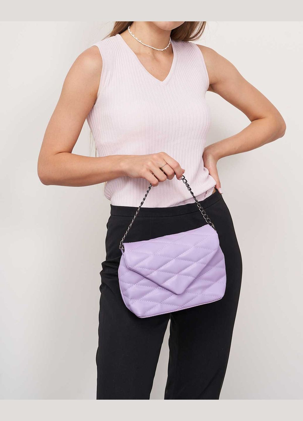 Женская Маленькая женская стеганная сумка серая Шейла с цепочкой (znocha-sumka-shejla) WeLassie (342199633)