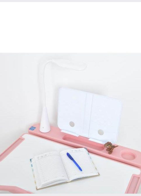 Дитяча парта одномісна зі стільчиком, регульована по висоті, оснащена лампою та зручною підставкою для книг Bambi (303056501)