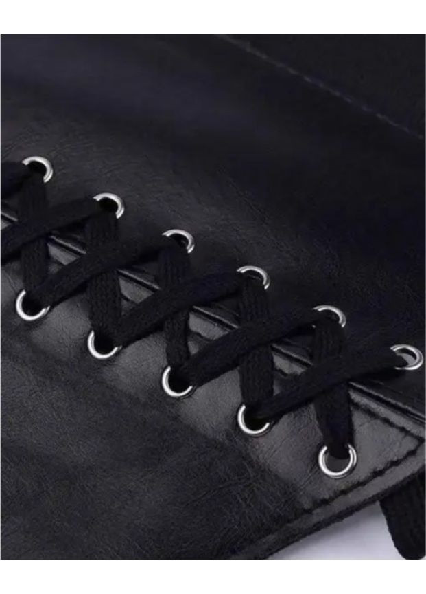 Женский эластичный корсет S из экокожи черный, регулируемый пояс-корсет One Size для талии до 90 см No Brand (362682245)