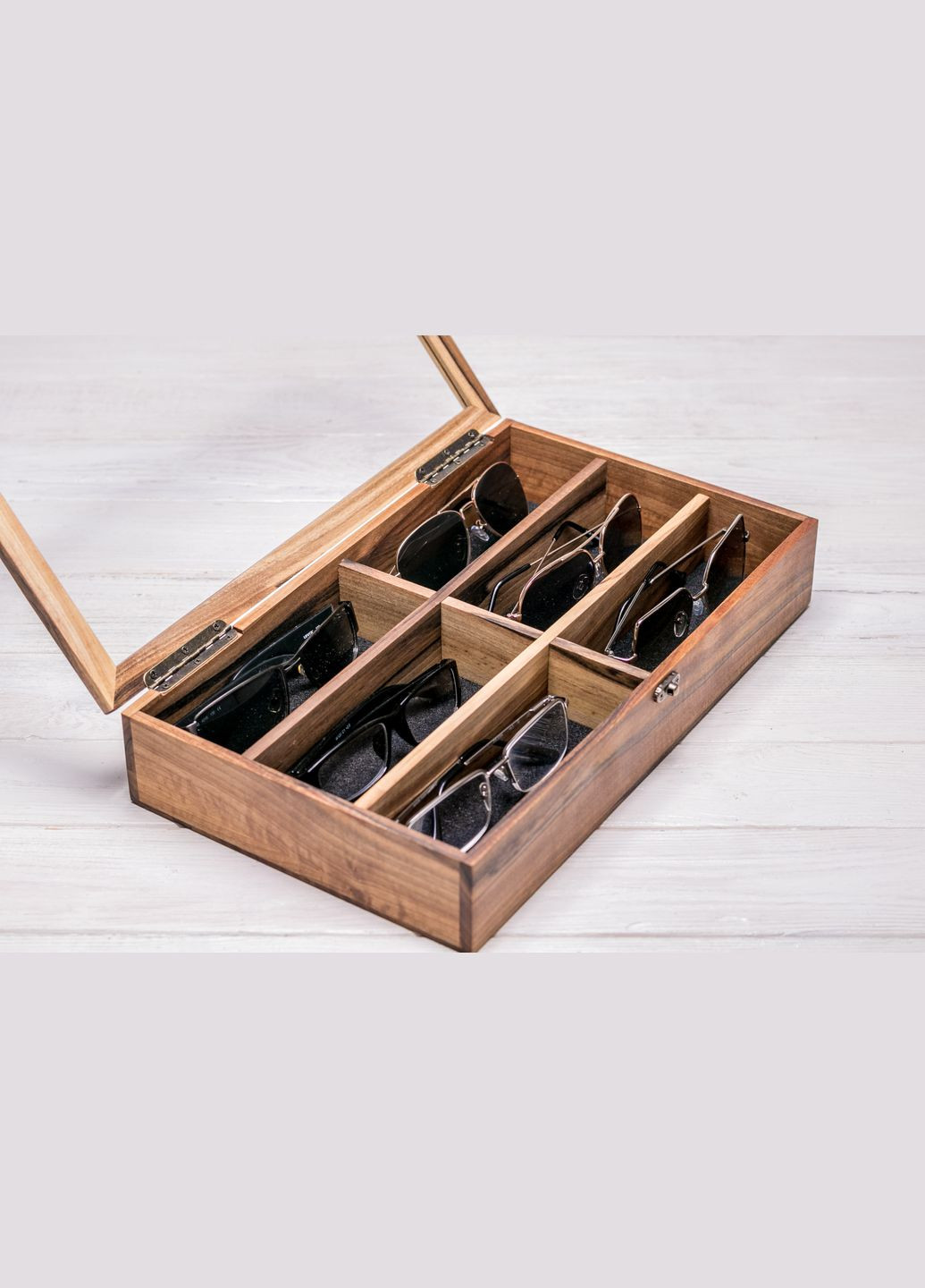 Деревянный футляр для шести пар очков со стеклянной крышкой EcoWalnut (295443839)