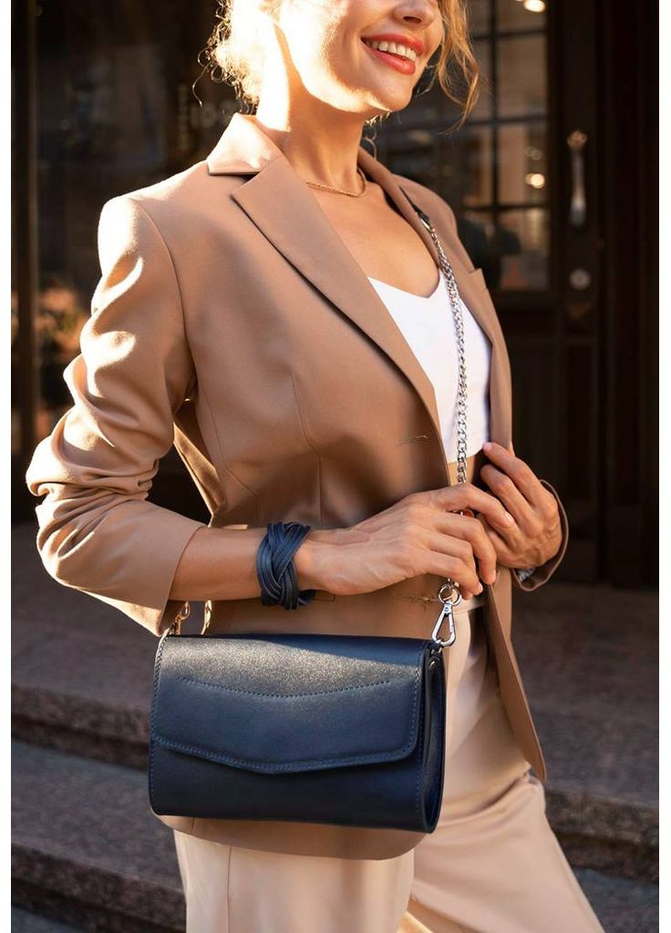 Шкіряна жіноча сумка Еліс темно-синя BlankNote клатч (348359329)