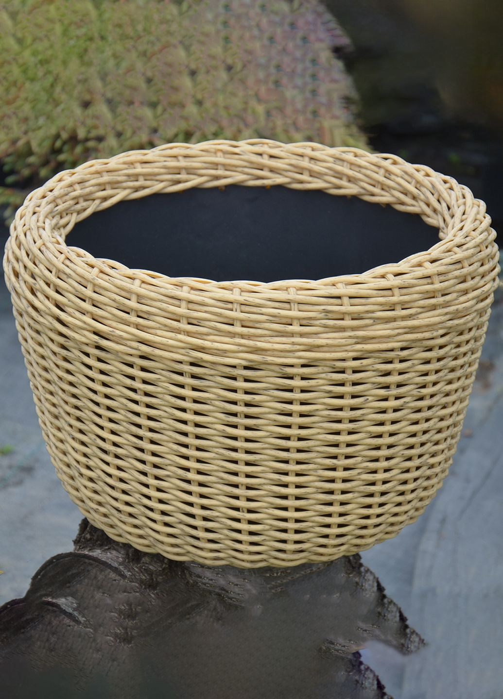 Кашпо велике 45 літрів (горщик для квітів та рослин),Вазон із штучного ротангу ручної роботи. Колір Світле дерево Handmade (329193701)