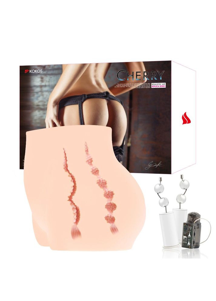 Мастурбатор-полуторс Cherry 2WayPlus с функцией массажа и вибрацией с вибрацией и массажем, два входа: вагина и попка Kokos (317405720)