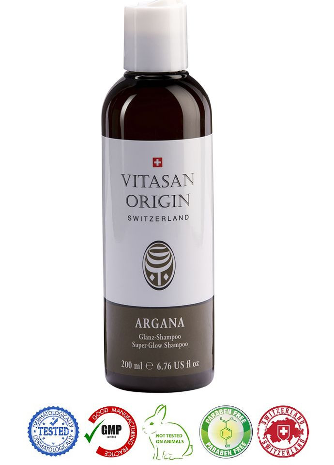 Натуральный швейцарский шампунь для всех типов волос серии Аргана Original 200мл GMP Sertified Vivasan (273255343)