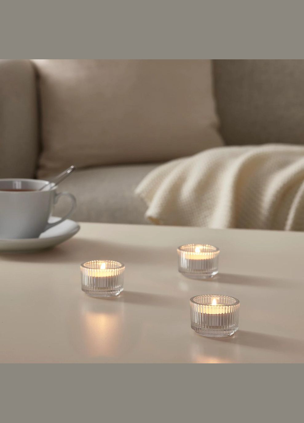 Підсвічник для чайної свічки ІКЕА FINSMAK 3,5 см прозоре скло (00470982) IKEA (267902401)
