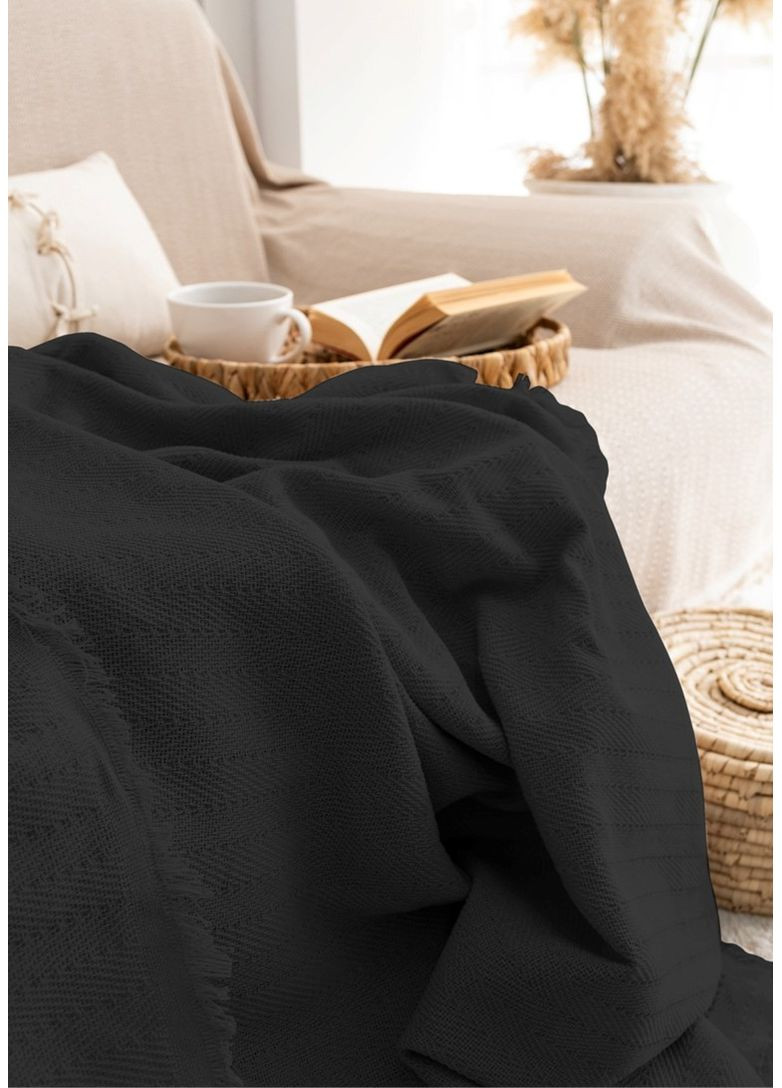 Плед-покрывало SARRA Хлопок Темно-серый Евро 200х230 см TC303376079 TURComFor (365750914)