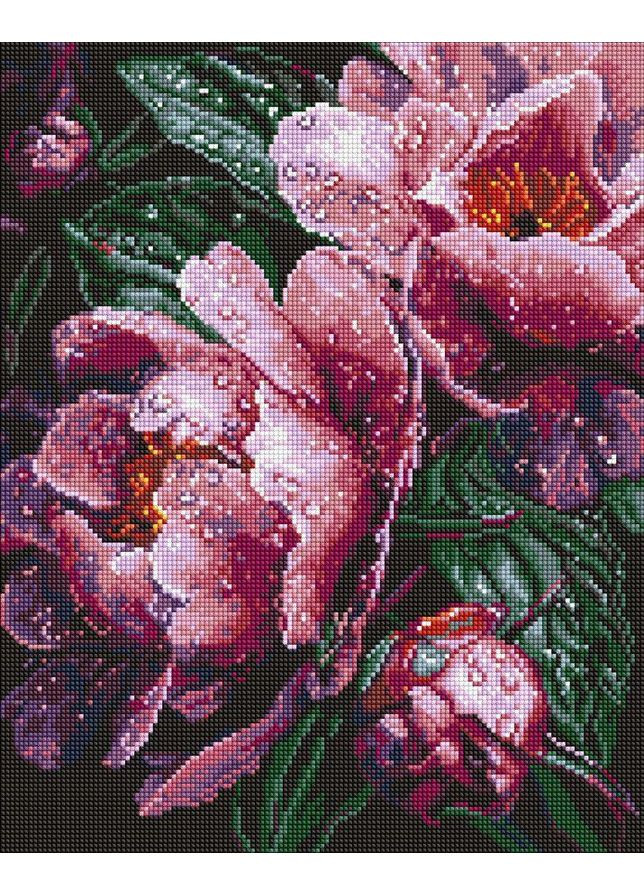 Алмазная мозаика Розовые пионы под дождем Идейка 40 х 50 AMO8363 IDEYKA (365750111)