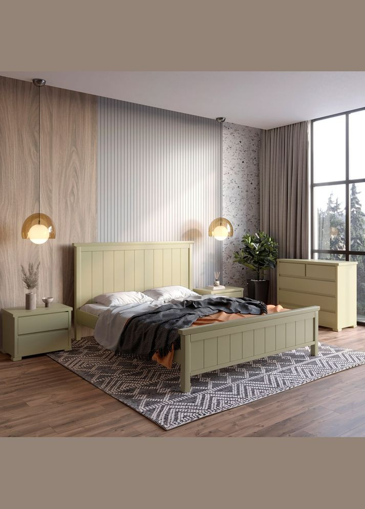 Двуспальная деревянная кровать Вирджиния (RAL1020) 160х200 см (MBG-3207) Mebigrand (368280999)